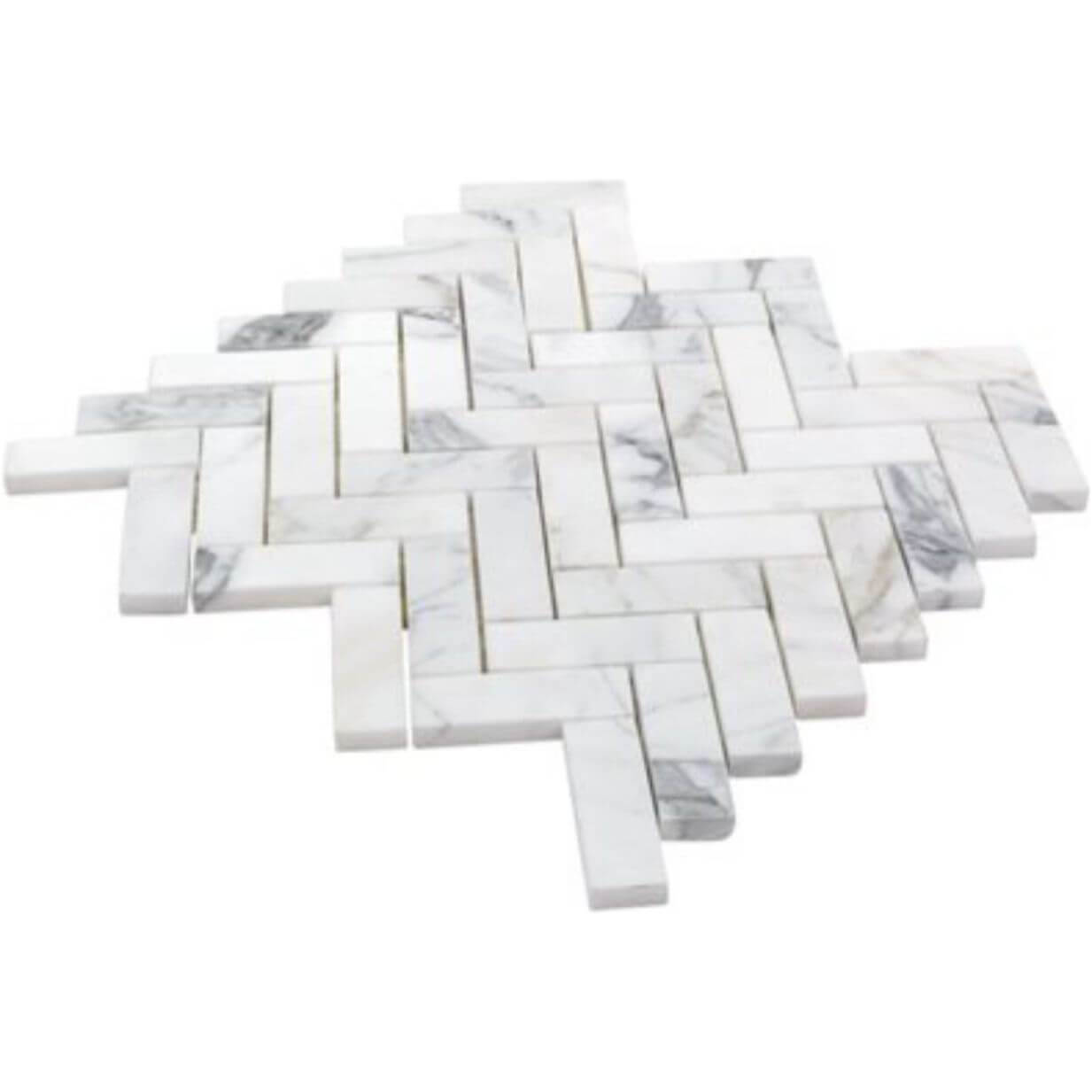 1x3 Tuscan Calacatta Marble Herringbone Mosaic Tile