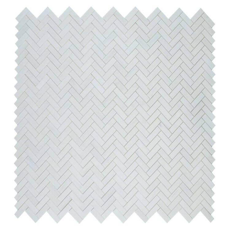1x3 Dolomite Polished Herringbone on Mesh 12 x 12.75