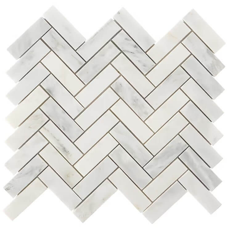 1x3 Oriental White Herringbone Mosaic Tile