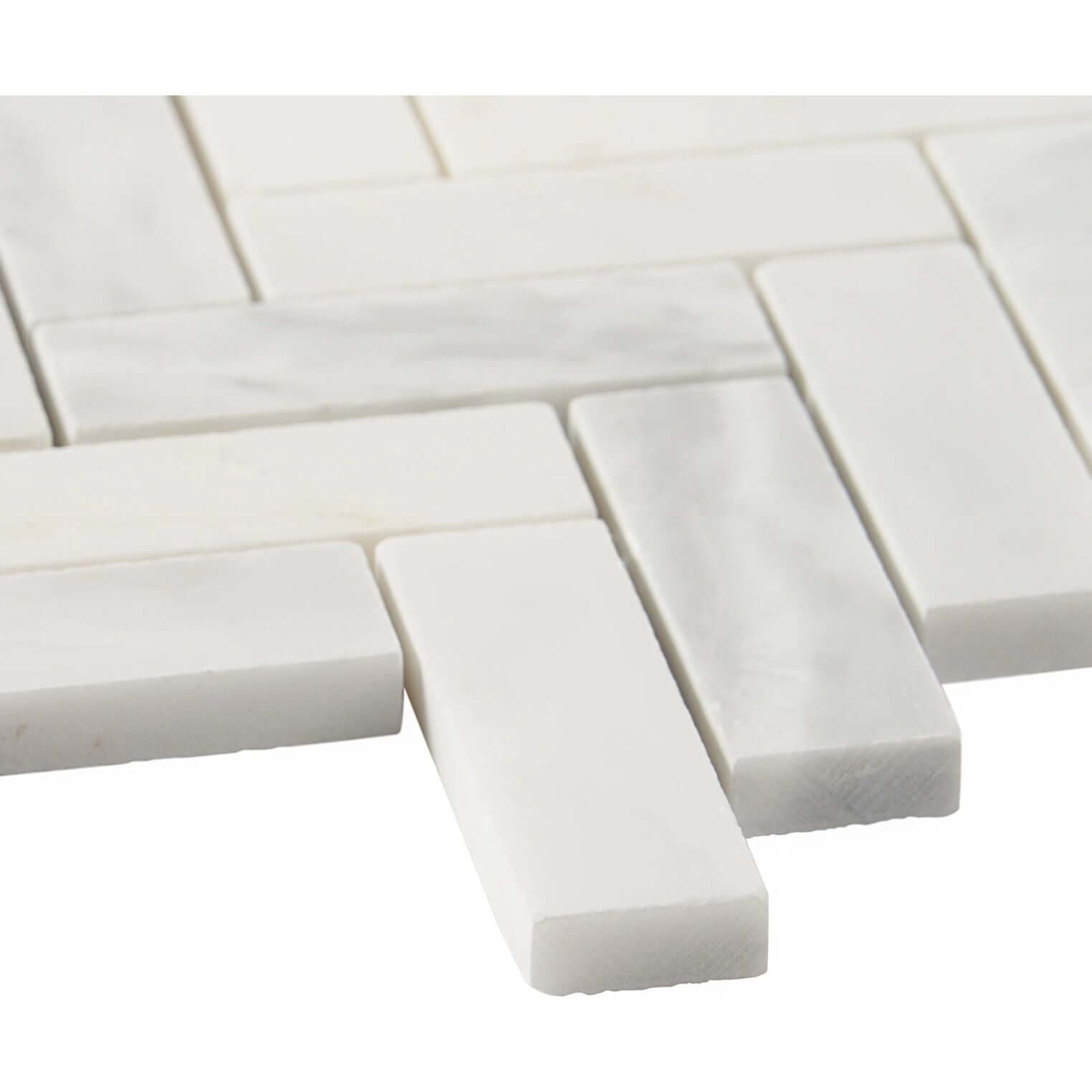 1x3 Oriental White Herringbone Mosaic Tile