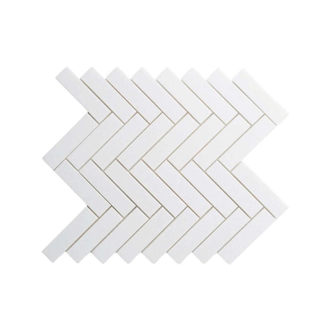 1x3 Thassos White Greek Marble Herringbone Mosaic Tile