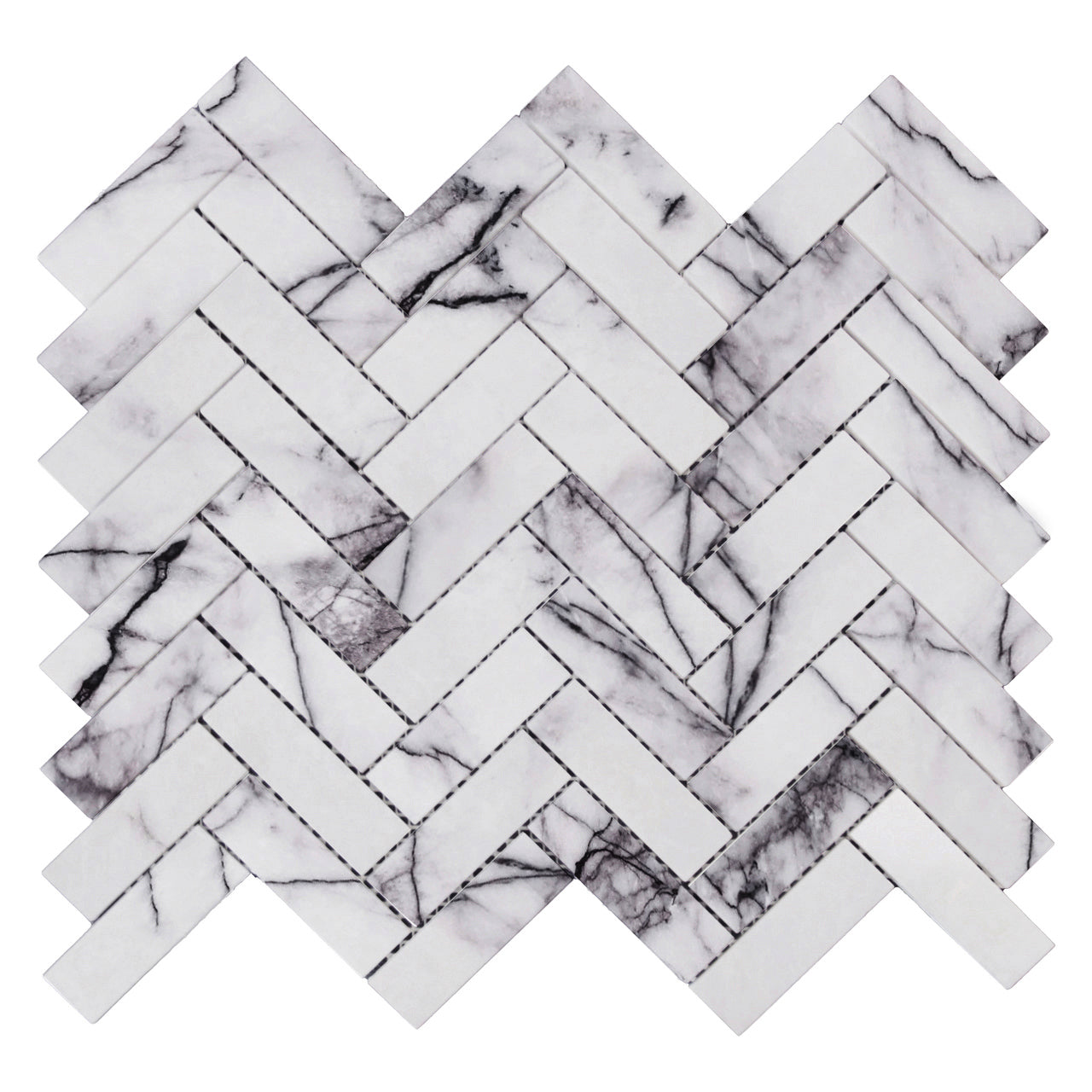 Lilac Marble 1x3 Herringbone Mosaic Tile Honed