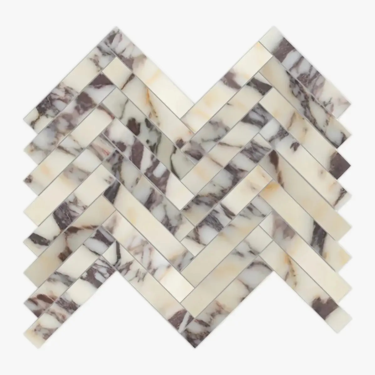 1x4 Calacatta Violet Purple Honed Herringbone Marble Mosaic