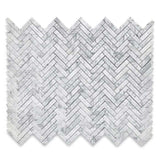 1x4 Carrara White Marble Herringbone Mosaic Tile