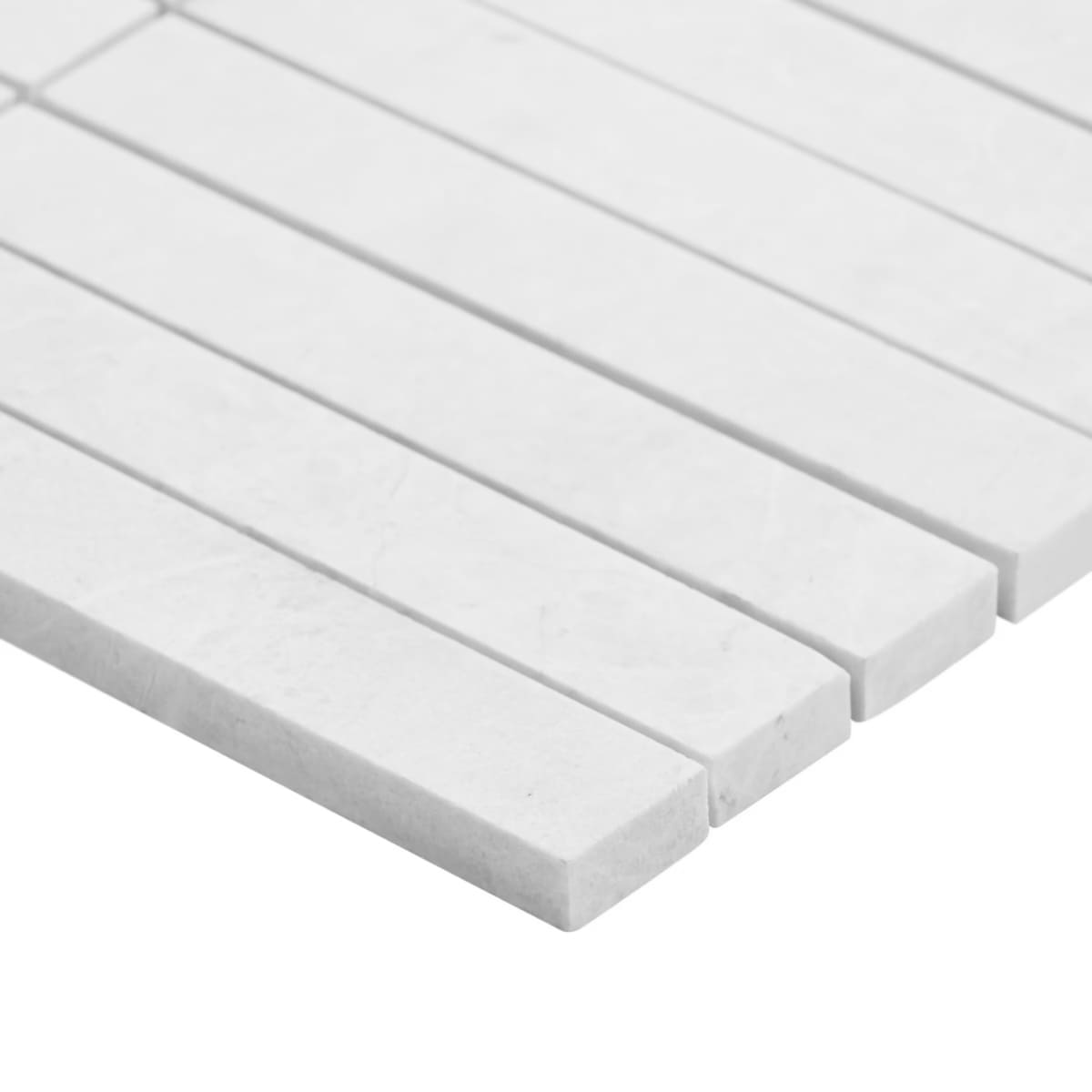 Bianco Dolomite Marble 1x6 Stacked Mosaic Tile Honed