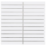 Bianco Dolomite Marble 1x6 Stacked Mosaic Tile Polished