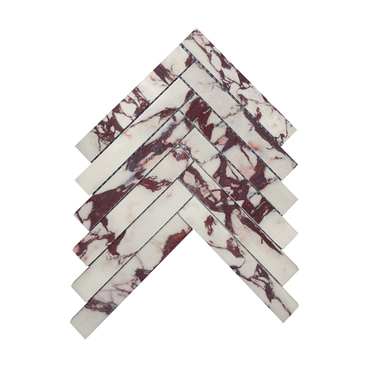 Calacatta Viola Marble 1" x 6" Herringbone Mosaic Tile Honed