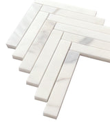 Calacatta Gold Marble 1" x 6" Herringbone Mosaic Tile Polished