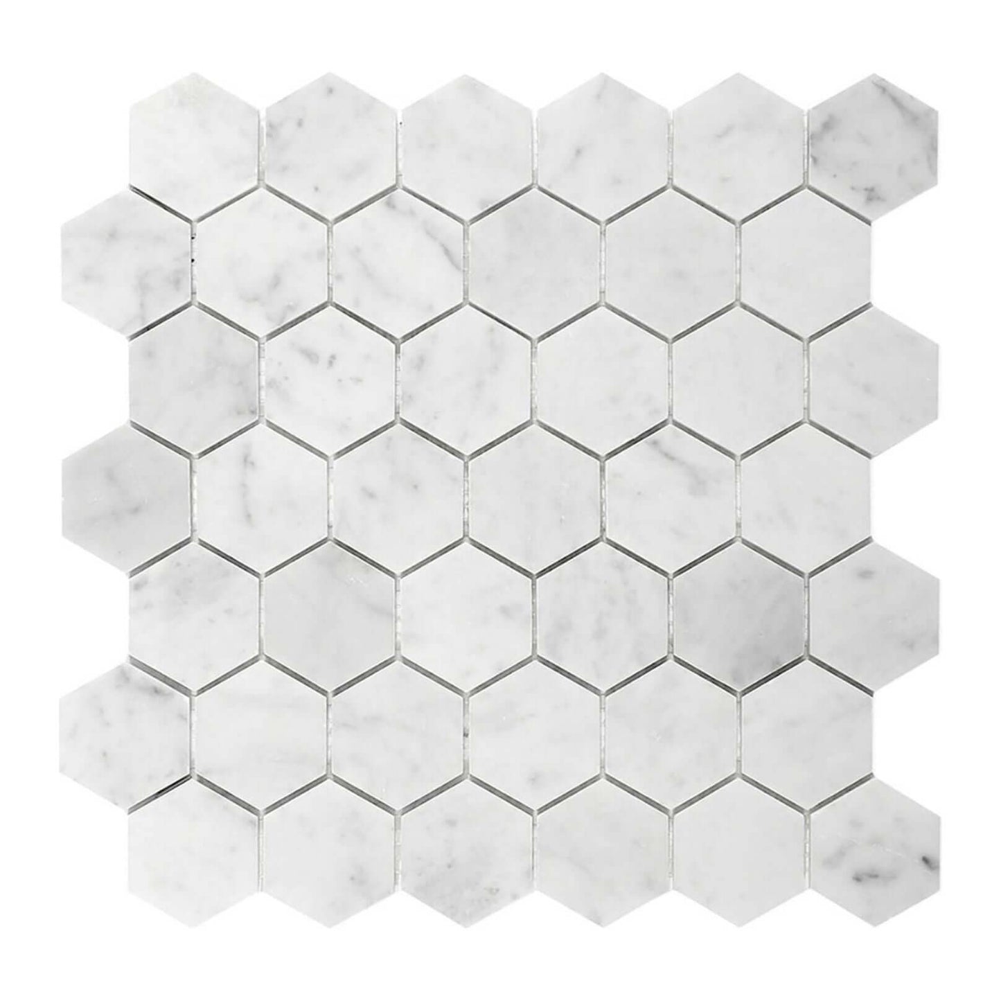 2” Carrara White Hexagon Mosaic Tile