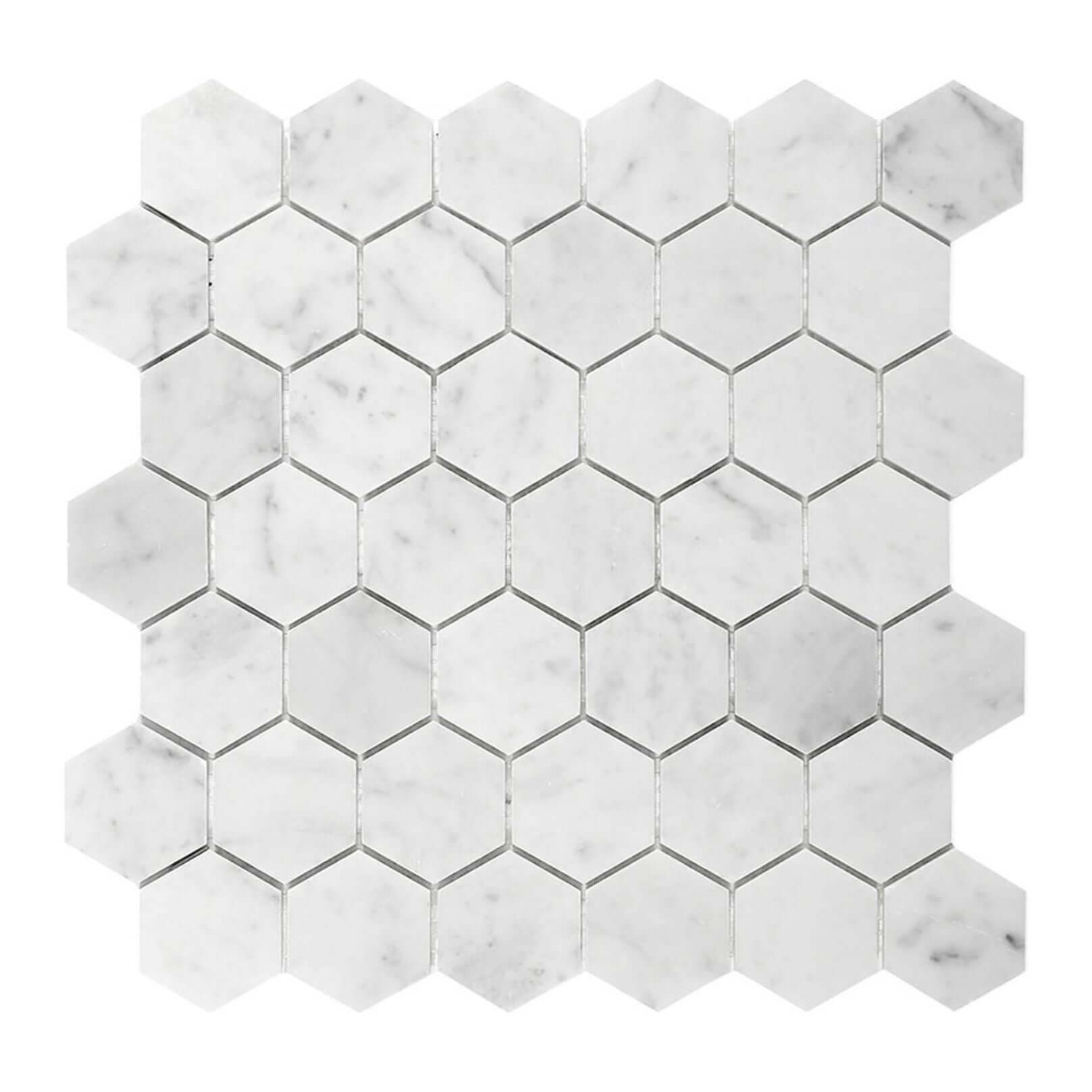 2” Carrara White Hexagon Mosaic Tile