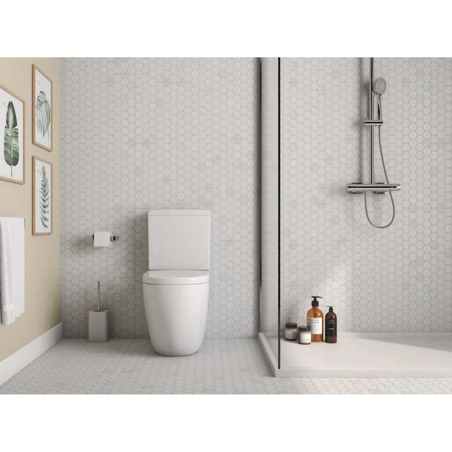 2” Carrara White Hexagon Mosaic Tile