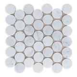 2” Carrara White Honed Penny Round Mosaic Tile