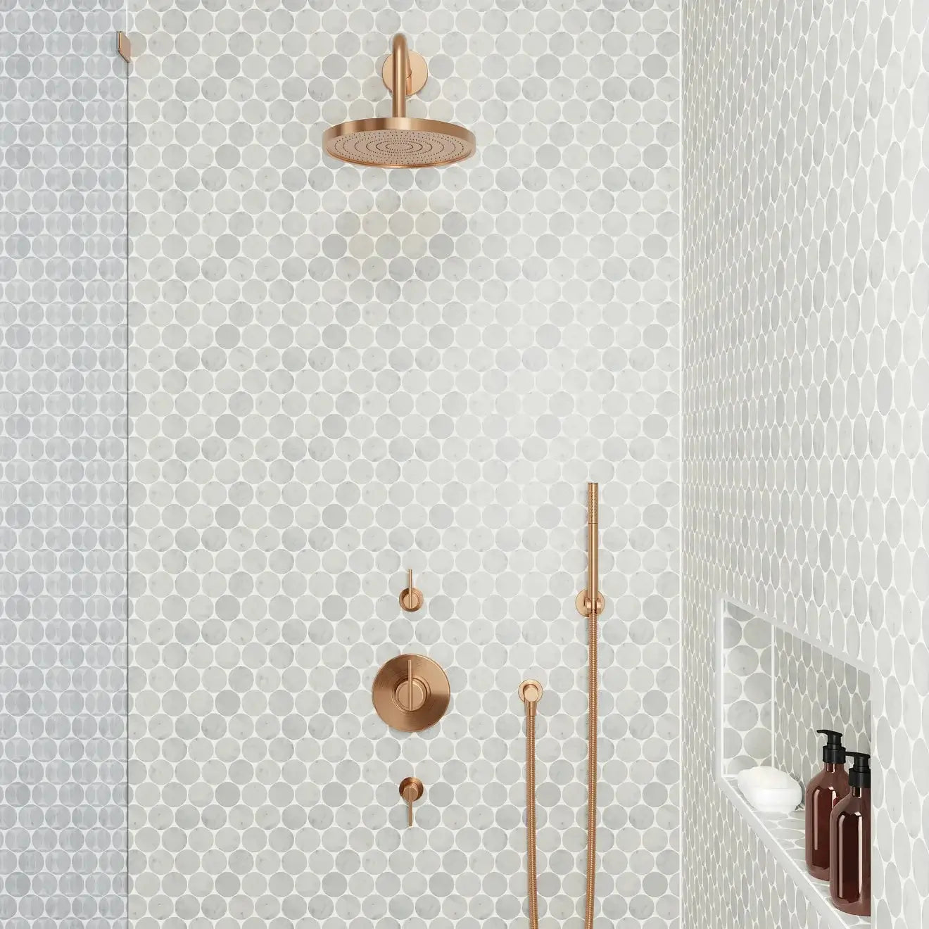 2” Carrara White Honed Penny Round Mosaic Tile