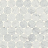 2” Carrara White Honed Penny Round Mosaic Tile