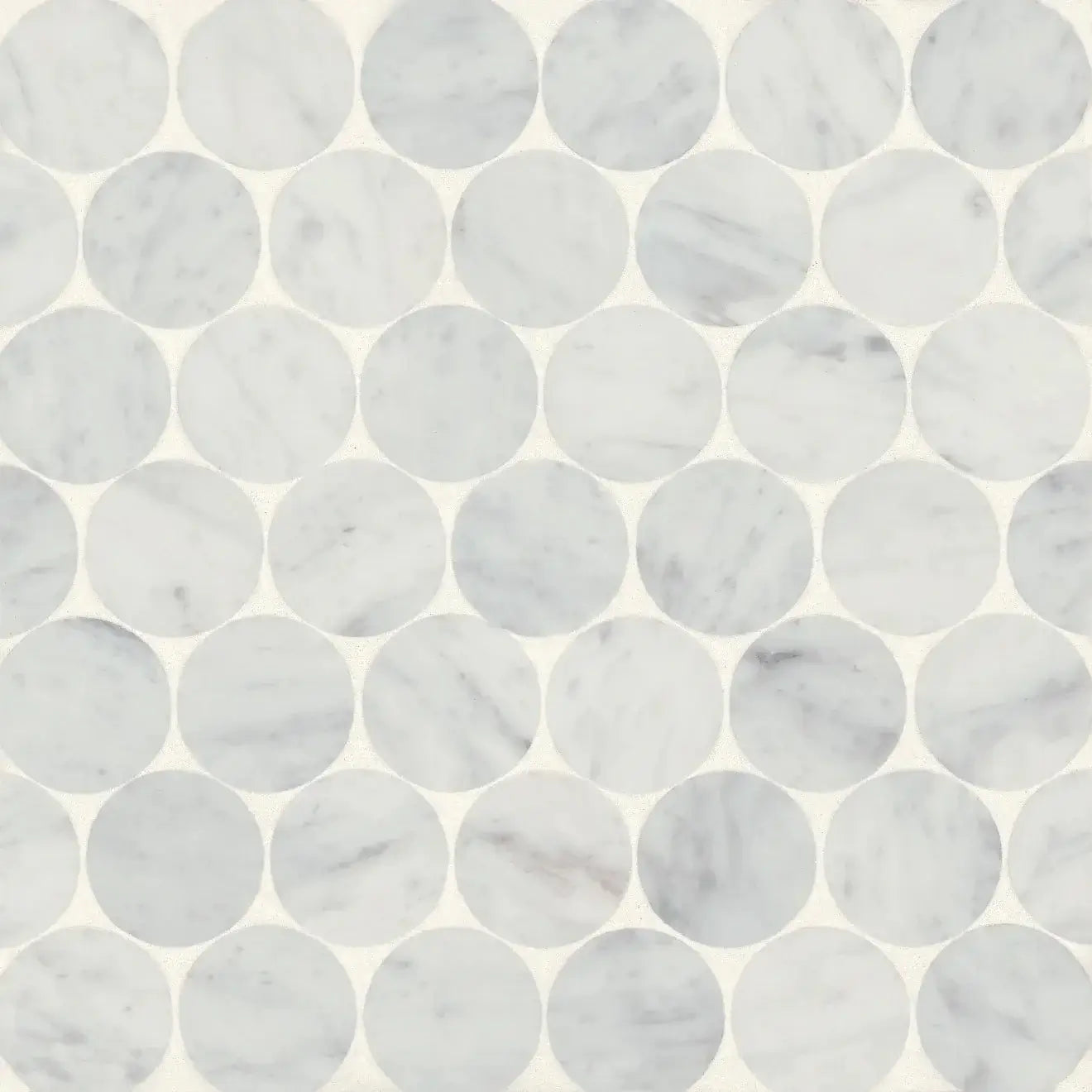 2” Carrara White Honed Penny Round Mosaic Tile