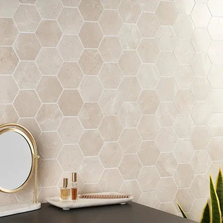 2” Alicante Crema Marfil Hexagon Spanish Marble