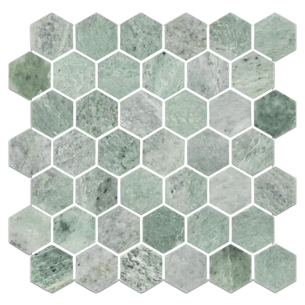 2” Ming Green Classico Polished Hexagon Mosaic Tile