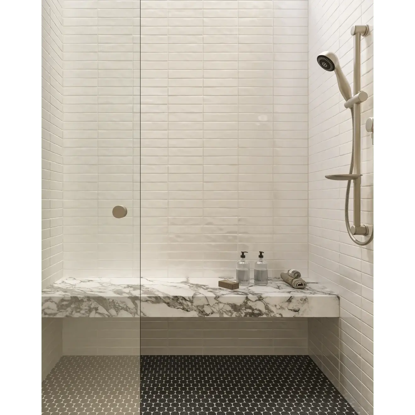 2" Round Porcelain Mosaic Tile in Kuroi Black 10x10