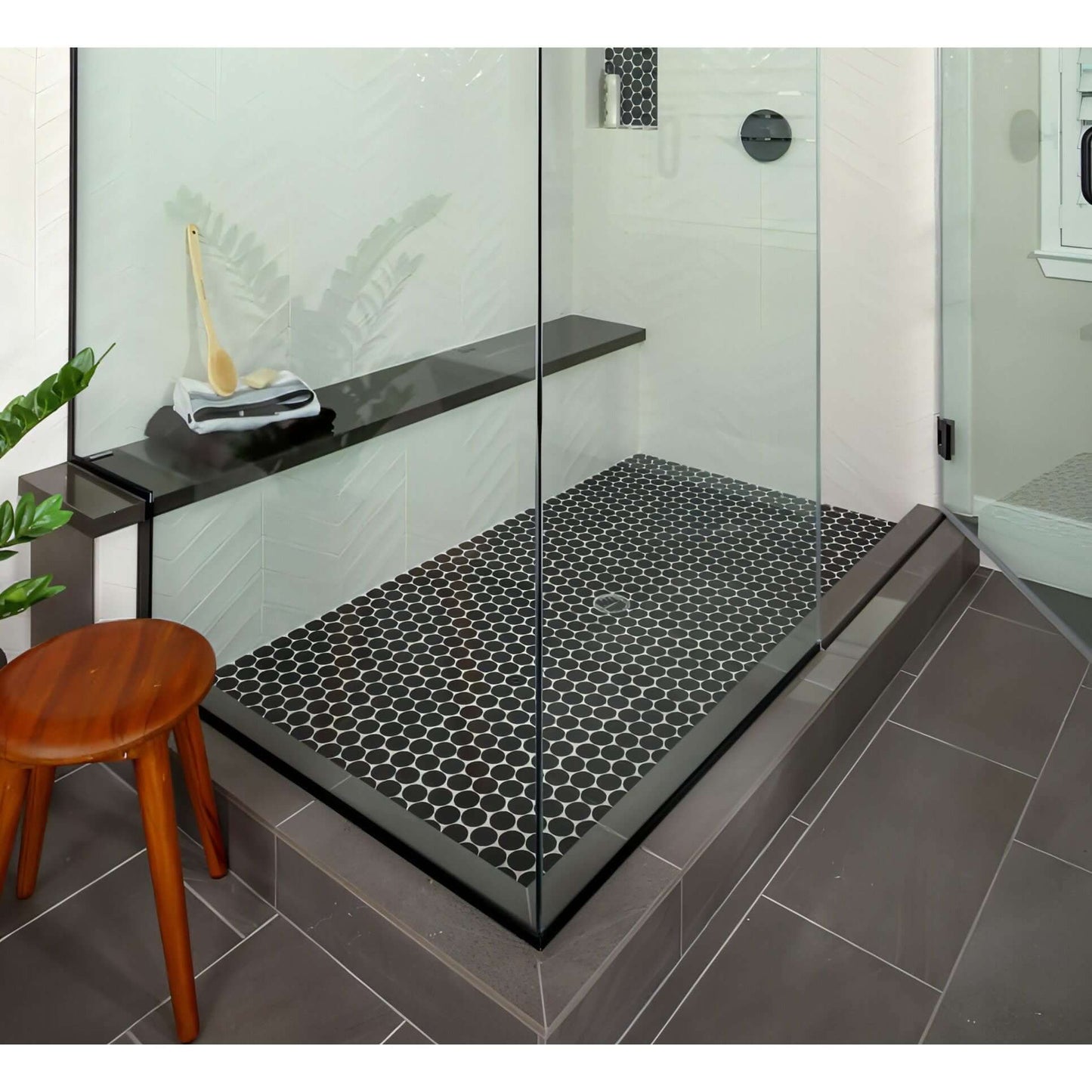 2" Round Porcelain Mosaic Tile in Kuroi Black 10x10