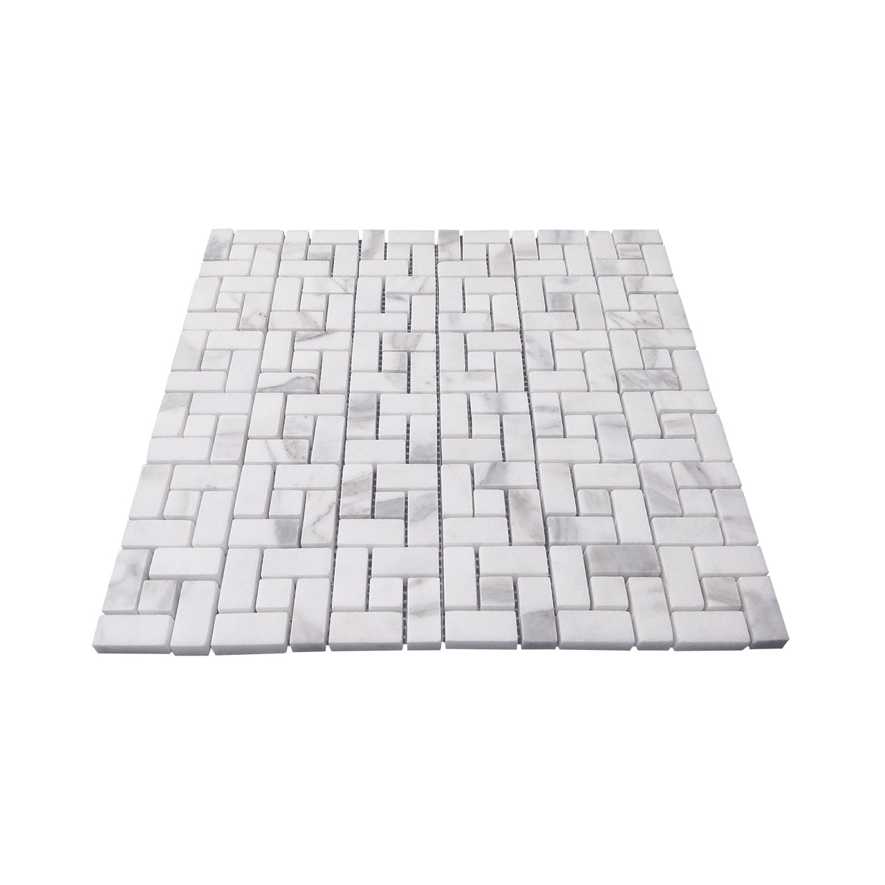 Calacatta Gold Marble Target Pinwheel Mosaic Tile with Calacatta Gold Dots Honed