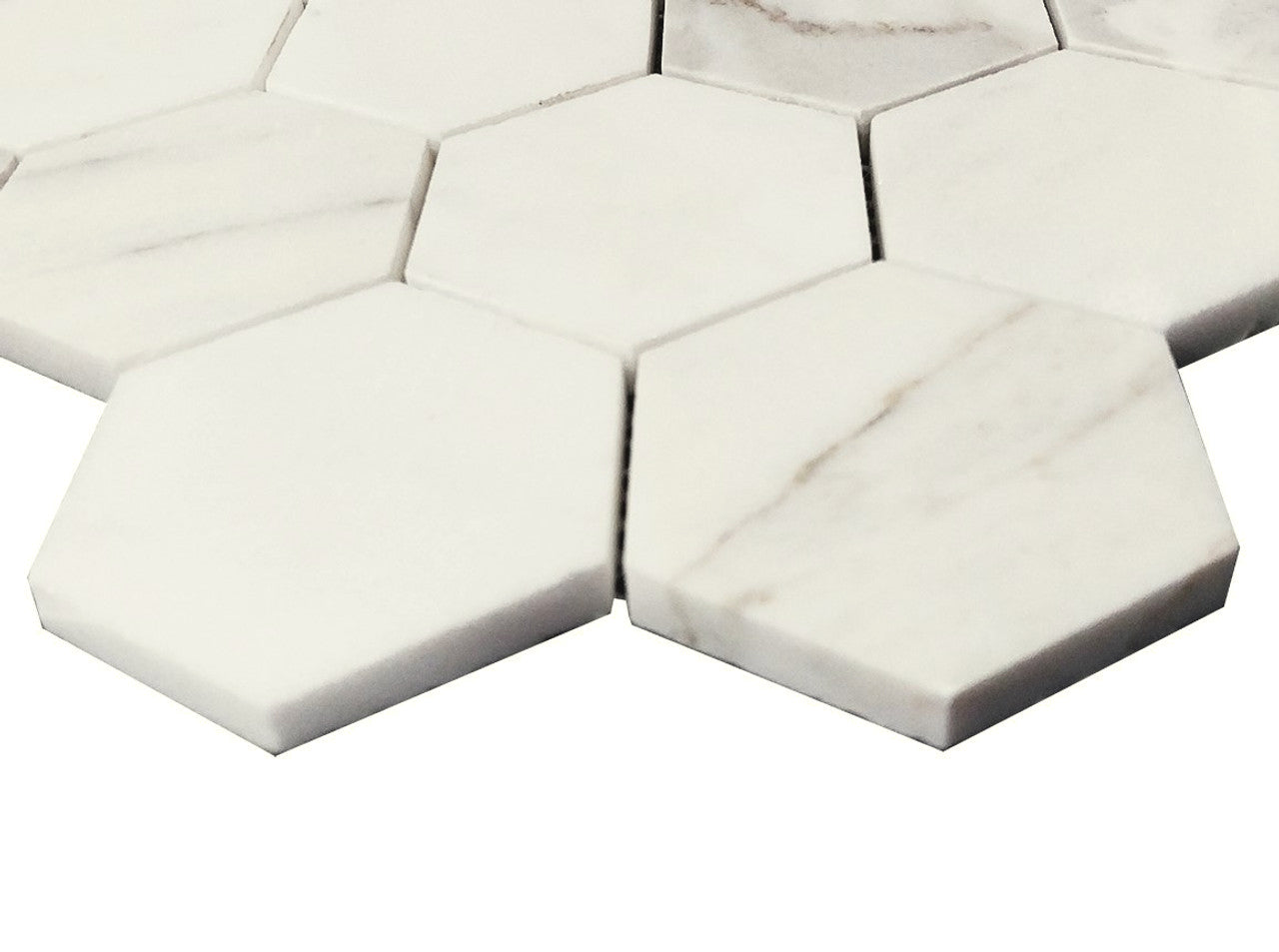 Calacatta Gold Italian Marble 3" Hexagon Mosaic Tile Polished