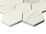 Calacatta Gold Italian Marble 3" Hexagon Mosaic Tile Honed