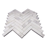 Calacatta Gold Italian Marble 1" x 4" Herringbone Mosaic Tile Honed