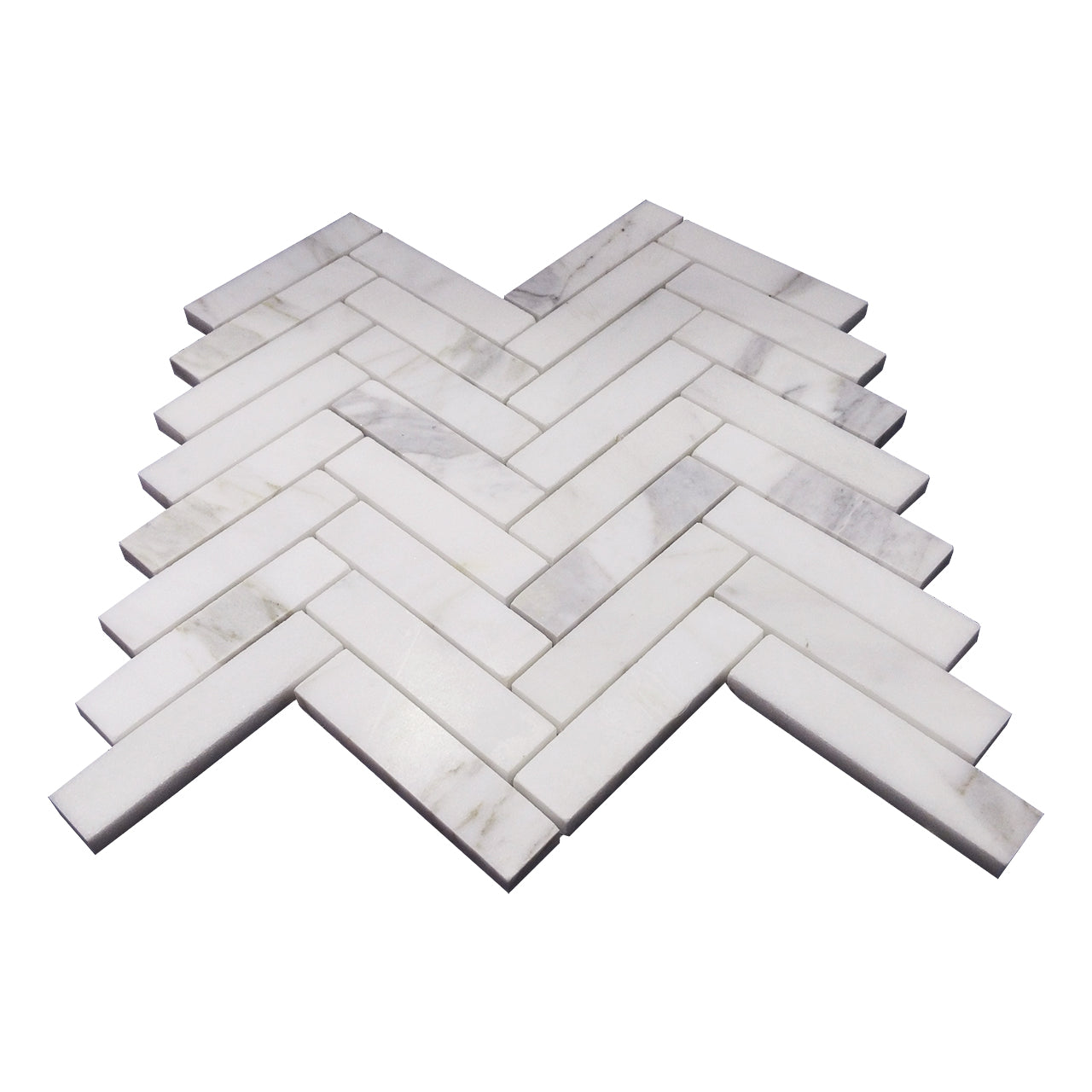 Calacatta Gold Italian Marble 1" x 4" Herringbone Mosaic Tile Honed