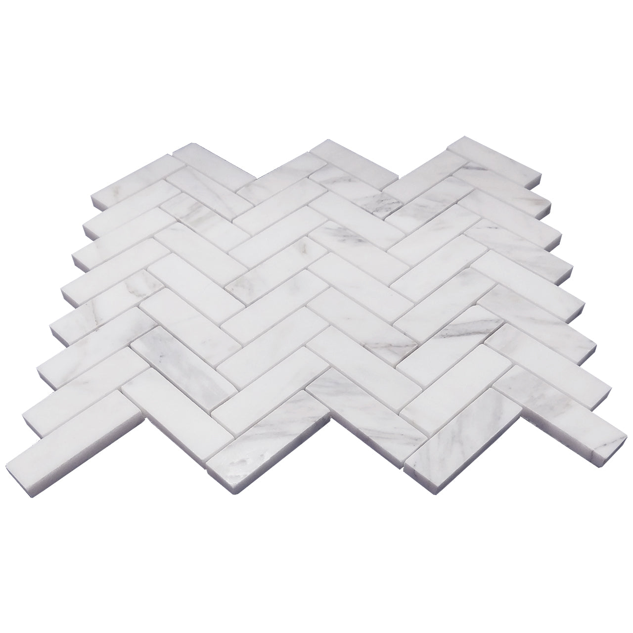 Calacatta Gold Italian Marble 1" x 3" Herringbone Mosaic Tile Honed