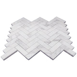 Calacatta Gold Italian Marble 1" x 3" Herringbone Mosaic Tile Honed