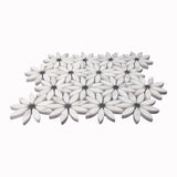 Calacatta Gold Italian Marble with Nero Marquina Black Accent Daisy Flower Waterjet Mosaic Tile Polished