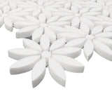 Bianco Dolomite Marble With Bianco Dolomite Accent Daisy Flower Waterjet Mosaic Tile Honed
