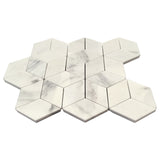 Calacatta Gold Italian Marble Rhombus 3D Cube Diamond Mosaic Tile Honed