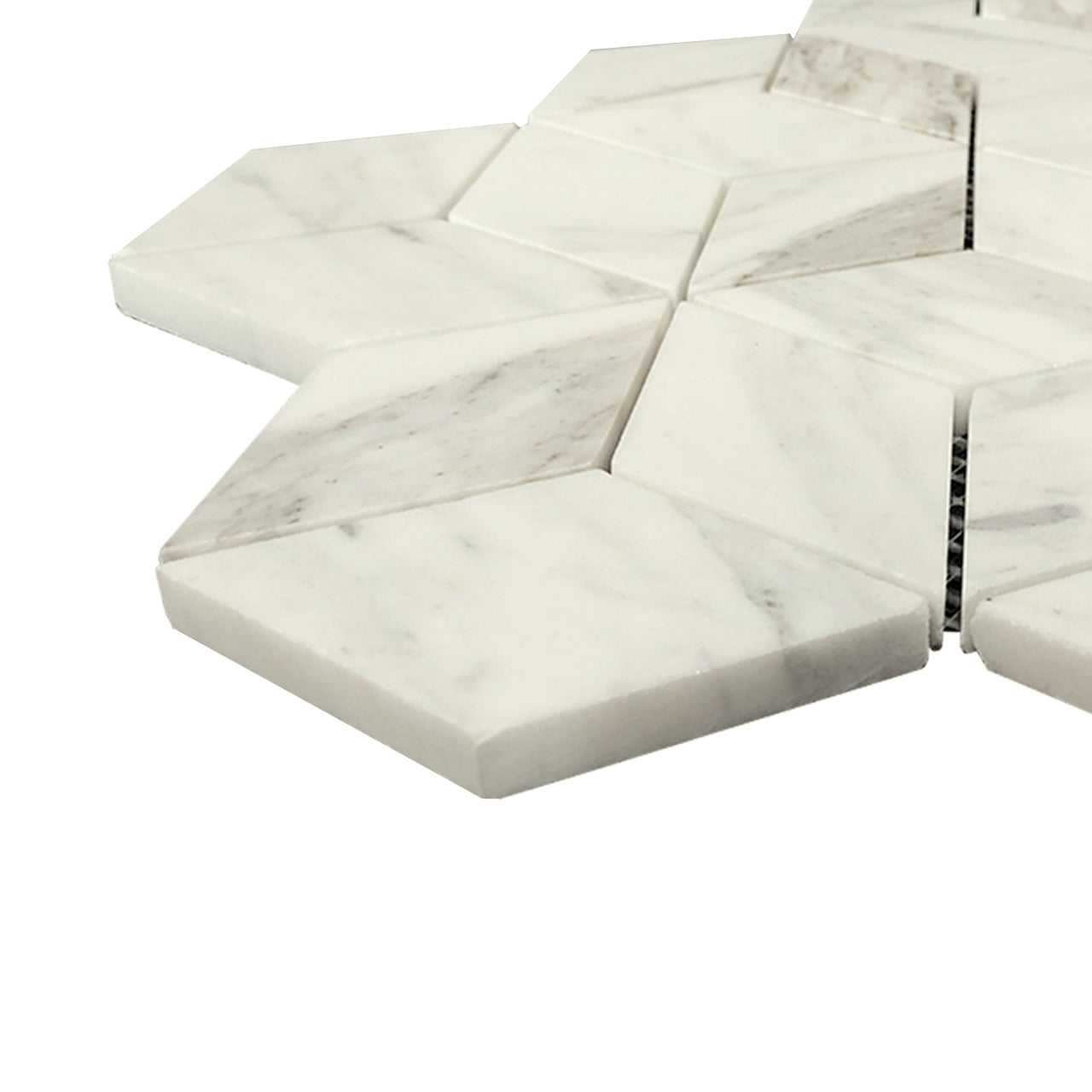 Calacatta Gold Italian Marble Rhombus 3D Cube Diamond Mosaic Tile Polished