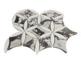 Calacatta Viola Marble with Dolomite La Fleur Waterjet Mosaic Tile Honed