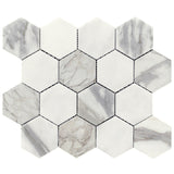 Calacatta Gold Italian Marble 3" Hexagon Mosaic Tile Polished