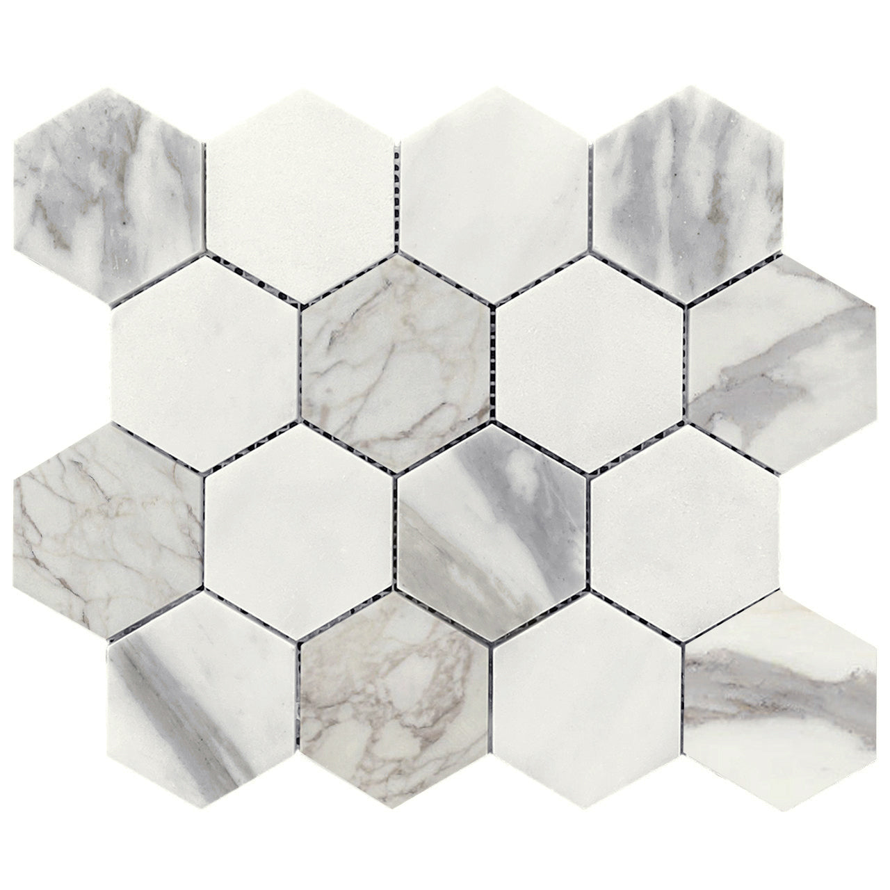 Calacatta Gold Italian Marble 3" Hexagon Mosaic Tile Polished