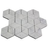 Carrara White Italian Marble Rhombus 3D Diamond Cube Mosaic Tile Polished