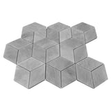 Bardiglio Gray Marble Rhombus 3D Cube Diamond Mosaic Tile Honed