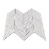Carrara White Italian Marble 1" x 4" Chevron Mosaic Tile Honed
