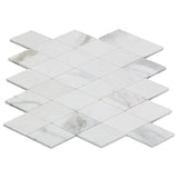 Calacatta Gold Italian Marble Large Diamond Mosaic Tile Honed