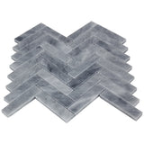 Bardiglio Gray Marble 1" x 4" Herringbone Mosaic Tile Honed