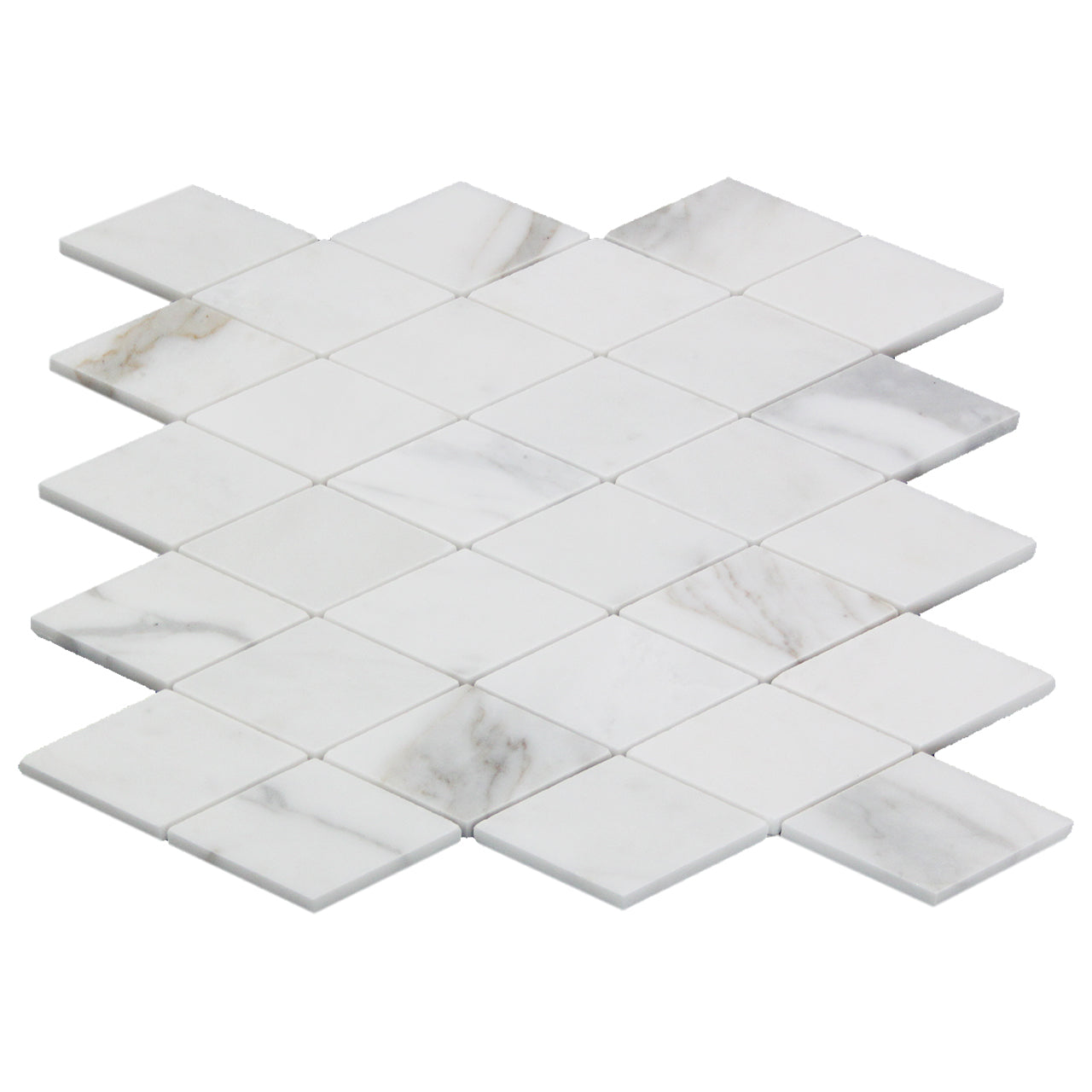 Calacatta Gold Italian Marble Large Diamond Mosaic Tile Polished
