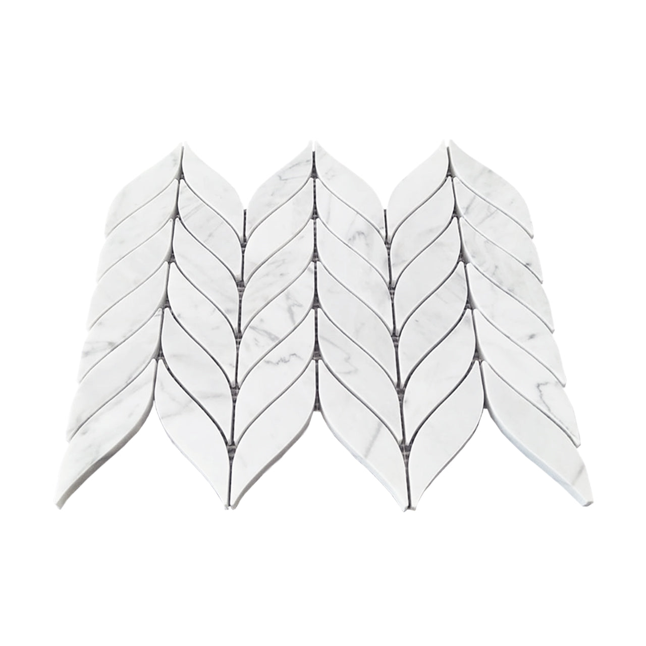 Carrara White Italian Marble Leaf Shape Mosaic Tile Honed