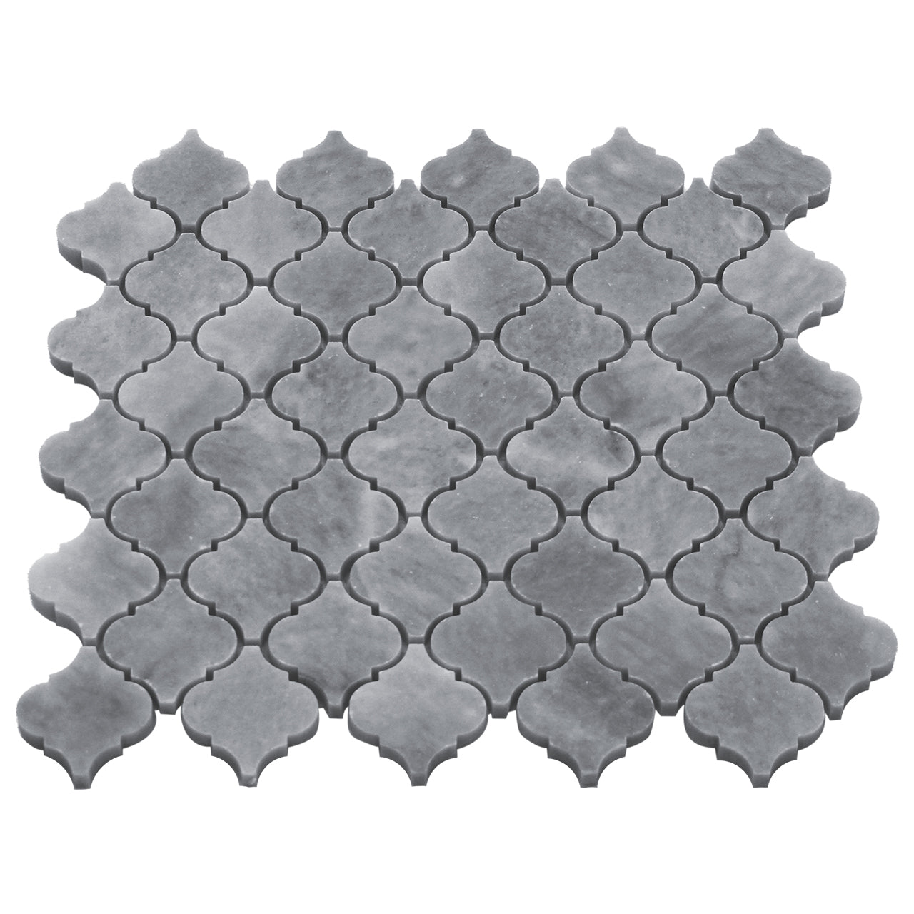 Bardiglio Gray Marble Mini Arabesque Baroque Lantern Mosaic Tile Polished
