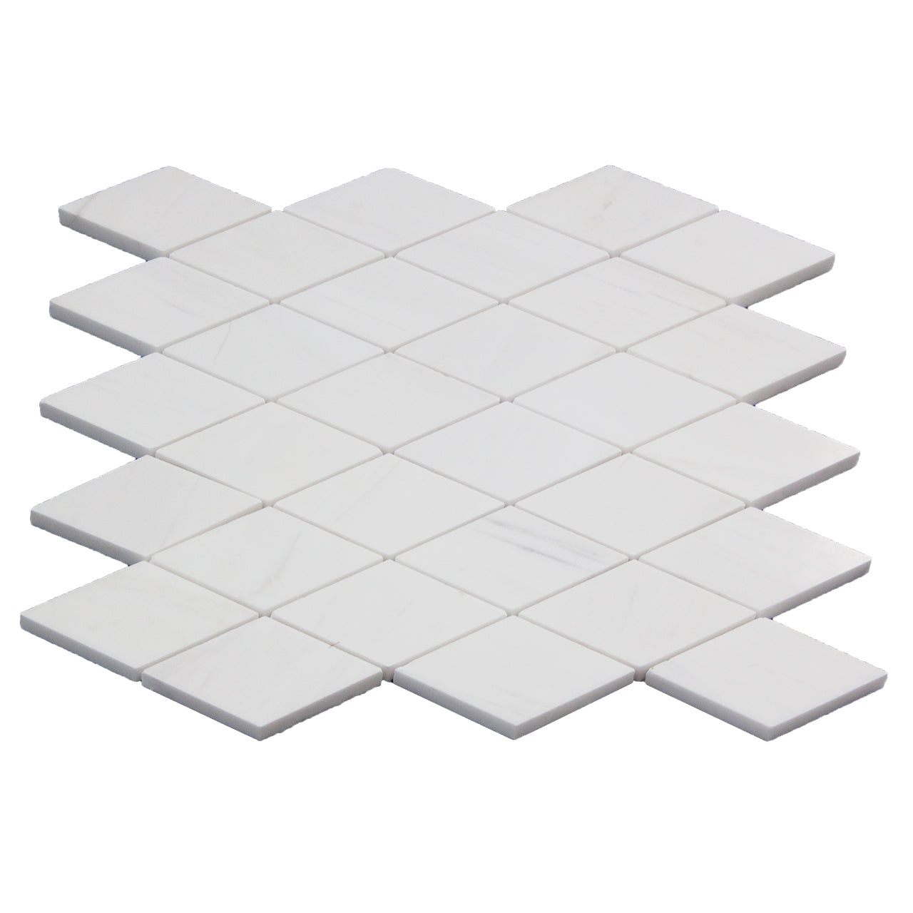 Bianco Dolomite Marble Large Diamond Mosaic Tile Honed