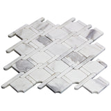 Calacatta Gold Marble Marbella Lynx Rope Design with Calacatta Gold Strips Mosaic Tile Honed