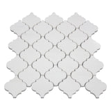Bianco Dolomite Marble Arabesque Baroque Lantern Mosaic Tile Honed
