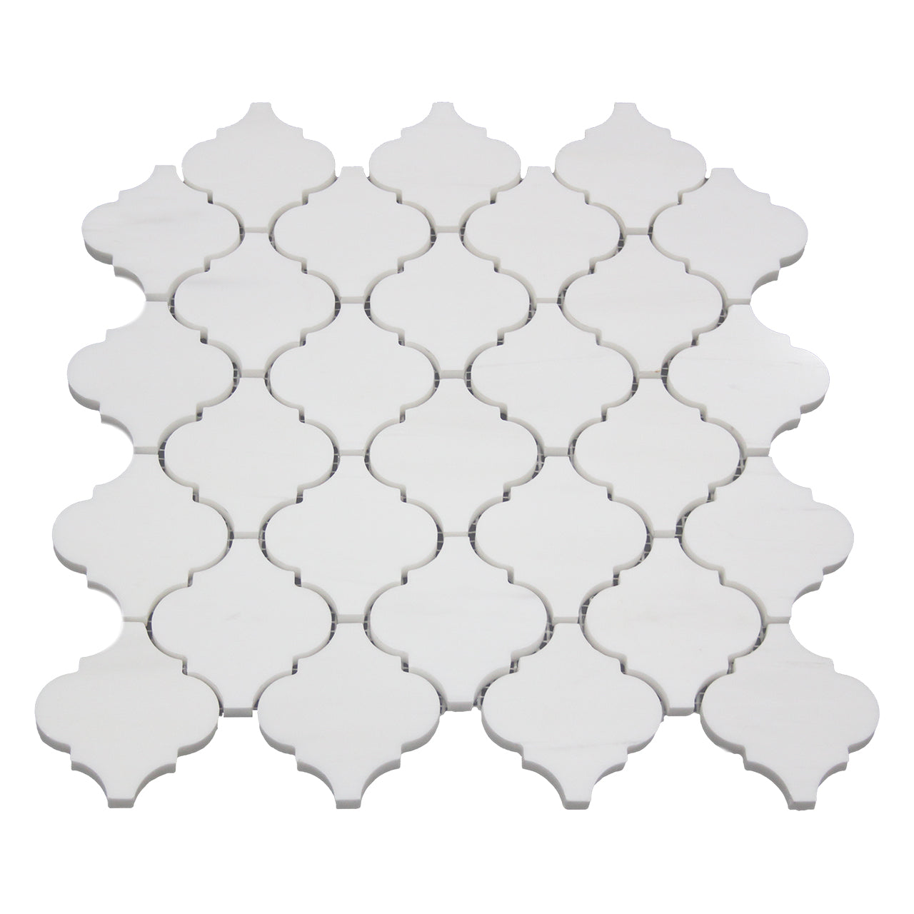 Bianco Dolomite Marble Arabesque Baroque Lantern Mosaic Tile Honed