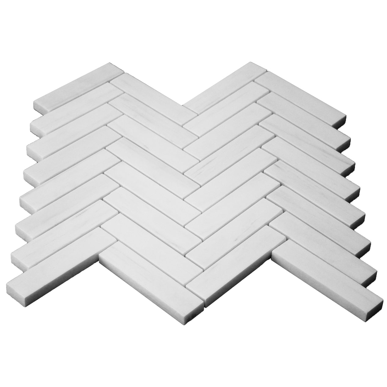 Bianco Dolomite Marble 1x4 Herringbone Mosaic Tile Honed